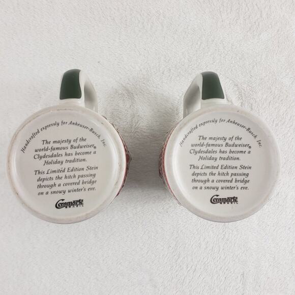 2 Anheuser-Busch Budweiser Beer Steins 3D Clydesdale Bridge Limited Edition - Picture 7 of 8